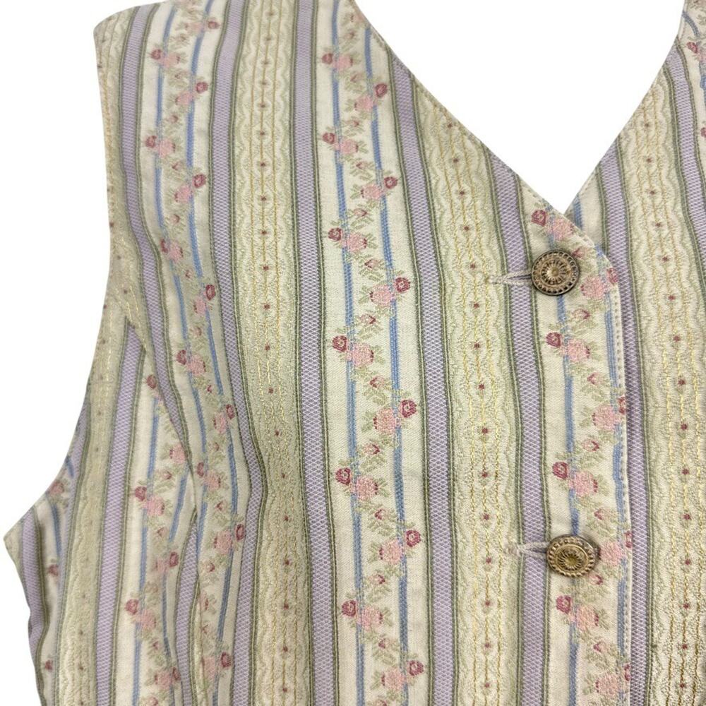 Liz Claiborne Lizsport Vintage Cottagecore Floral Pastel Vest Cotton Blend 16 - Picture 5 of 16